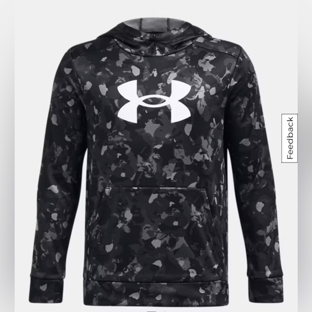 Under Armour  Loose Fit Hooded Fleece® Big Logo Black/Gray Printed Youth L  NWT